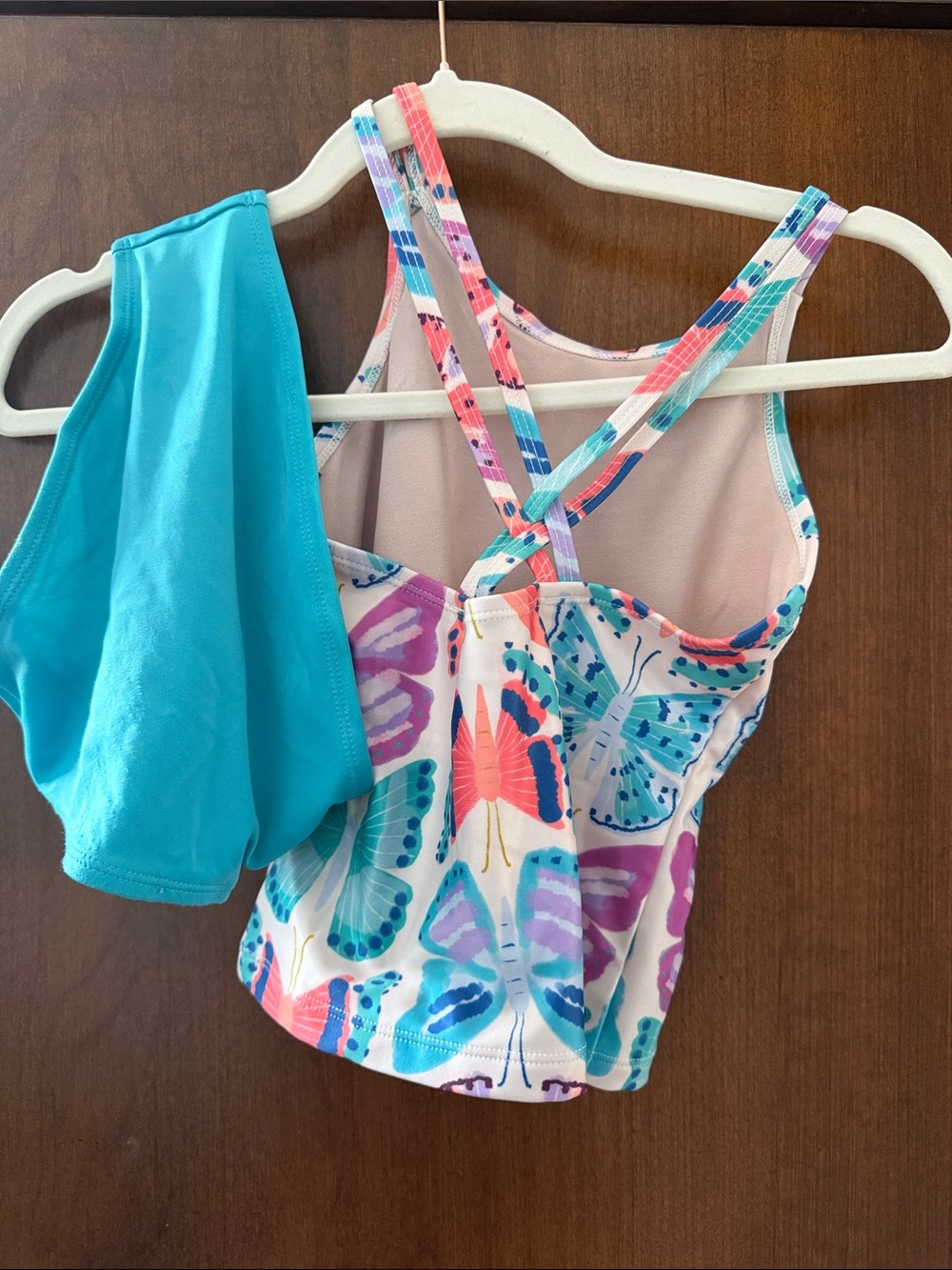 Tea Collection Turquoise & Multicolor Butterfly Tankini Set - Picture 5 of 9